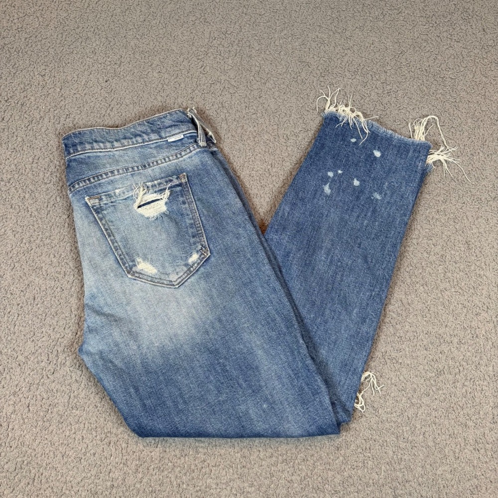 Mother The Dropout Fray Jeans Reckless Distressed Relaxed Fit Size 28 1634-259